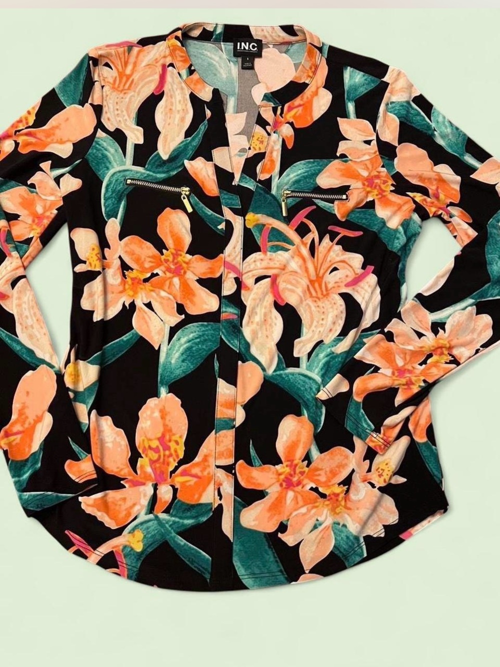 INC International Concepts Women's Floral Blouse NWOT Size Medium